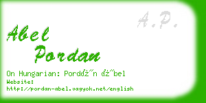 abel pordan business card